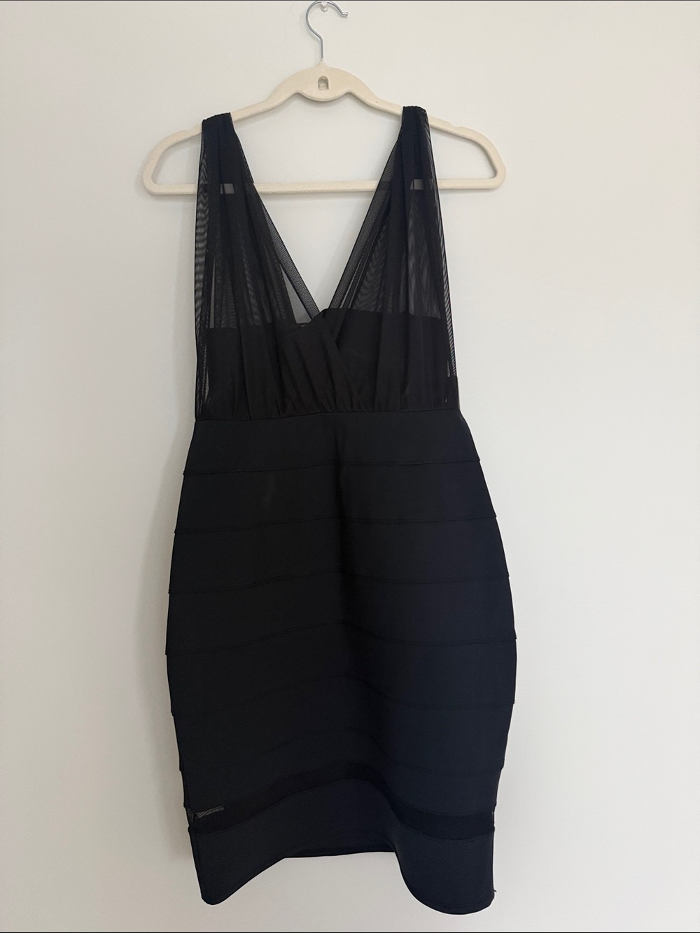 NWT Laundry by Shelli Segal Black Bondage Mesh Bust Dress